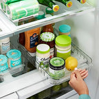YouCopia RollOut Fridge Caddy BPA-Free Clear Rolling Refrigerator Organizer Bin with Adjustable Dividers and Handles, 9" Wide - size: 9" Wide