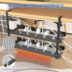 31Inch Extendable Under Desk Cable Management Tray Multi-Model Metal Cable Management Tray Under Desk Cord Management with Clamp Power Strip Cord Holder for Wire Cable Management