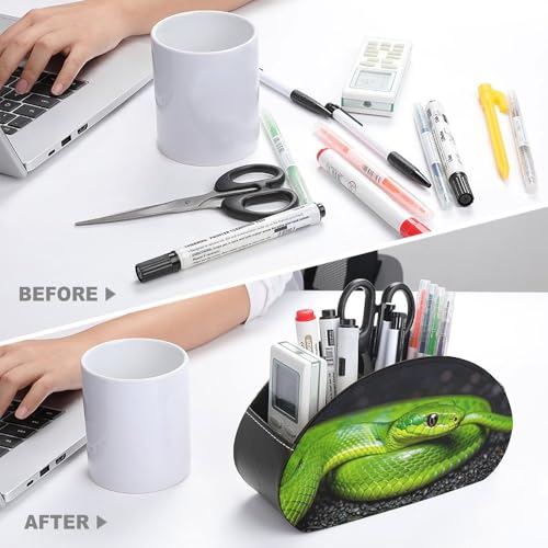 PU Leather Remote Control Organizer Box 5-Slot Multifunctional The Green Snake Storage Holder for TV/DVD/Accessories Stylish Desk Decor for Living Room, Bedroom, Office - color: The green snake