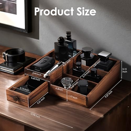 Cologne Organizer For Men,Perfume Organizer,Bathroom Organizers,Bathroom Counter,Perfume Stand,Cologne Stand,Cologne Tray,Dresser Top Organizers,Mens Room Decor,Gifts for Men - color: Bourbon Brown