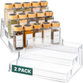 Oizeir Clear Spice Rack (2-Pack) – 3-Tier Acrylic Organizer for Cabinet – Deep Spice Shelf – 10.4 x 9.6 x 4 Inches – Holds Seasoning and Condiments - size: 2-Pack