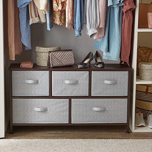 Amazon Basics Extra Wide Fabric 5-Drawer Storage Organizer Unit for Bedroom Closet, Bronze - color: Bronze