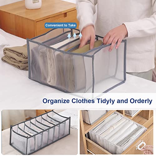 KesaPlan 3Pcs Wardrobe Clothes Organizer, 7/7/9 Grids Visible Foldable Closet Organizers, Compartment Storage Box with Mesh Separation, Washable Drawer Dividers Organizers (Pants+T-Shirt+Legging) - color: Pants+T-Shirt+Legging