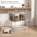 CICUFY Rolling Laundry Cart, 80L Wire Laundry Hamper Basket on Wheels, Dirty Clothes Basket with Handle, Metal Clothes Hamper Organizer for Laundry Room, Bathroom, Bedroom, Dorm, White - color: White