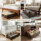 2 Pack Under Bed Storage with Wheels, 40L Large Under Bed Storage Containers with Handwoven Rattan , Rolling Underbed Organizer Bins Drawers for Clothes, Shoes, Blankets, Brown(31.5 x 15.75 x 6.3 In) - style: 2 Pack(A-Brown)