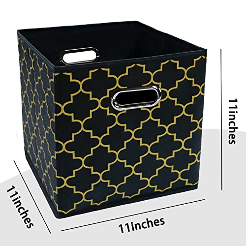 Black Foldable Storage Cubes Bins , Fabric Storage Box Cubes Organizer Baskets with Dual Handles for Home Organizer Black Gold - color: Black Gold, size: 1 Pack