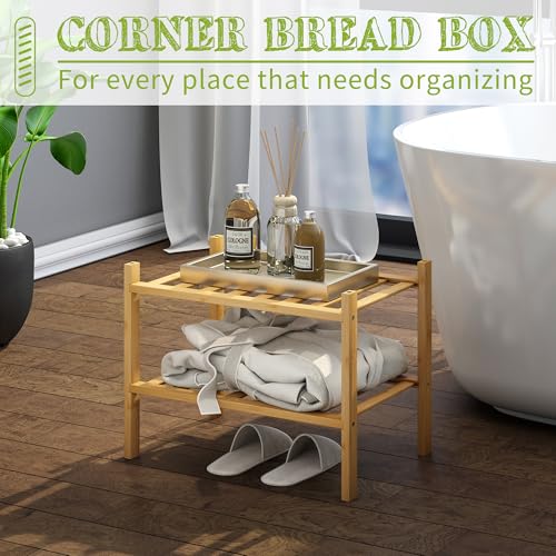 BMOSU 2-Tier Bamboo Small Shoe Rack Premium Stackable Shoe Shelf Storage Organizer for Hallway Closet Living Room Entryway Organizer (Natural Bamboo) - color: Natural Bamboo, size: Small-2-Tier（17*11*12.6inches）