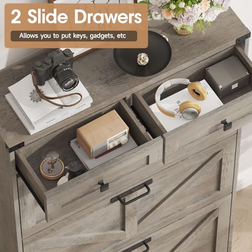 Halitaa Shoe Cabinet with 3 Flip Drawers & 2 Drawers,Freestanding Shoe Storage Cabinet for Entryway,Farmhouse Narrow Slim Organizer Rack for Foyer,Hallway,Grey - color: Grey, style: 3-Drawers