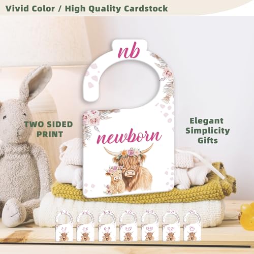 JMOST Hightland Cow Baby Closet Dividers for Nursery Closet Organizer, Newborn to 24 Months Size Clothes, Boho Hangers with Size Dividers, Double Sided - color: Boho