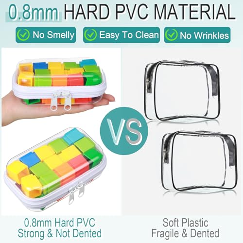 Sanwuta 6 Pcs Clear Hard Zipper Case Plastic Zipper Pouches Transparent Makeup Bag Pencil Case Pouches Toiletry Diaper Bag for Travel Toy Storage Organizer Bins(White,5 x 3 x 2 Inch) - color: White, size: 5 x 3 x 2 Inch