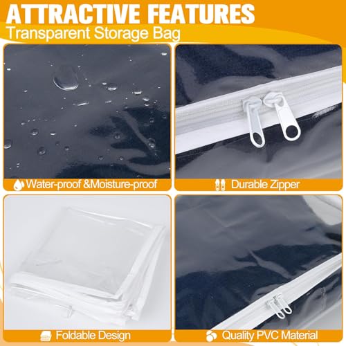 Plastic Storage Bags with Easy-Glide Zipper, Pack of 6, Durable Clear Vinyl Zippered Storage Bags for Clothes Sweaters Comforters Blankets Sheets Bedding (14.2 x 12 x 3.2 Inch, White) - color: White, size: 14.2 x 12 x 3.2 Inch - 6 Pack