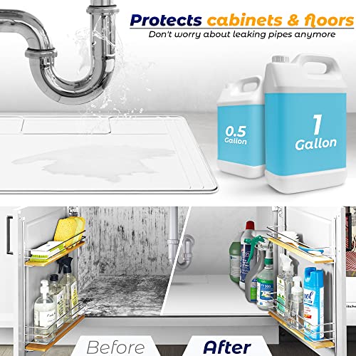 The Original Under Sink Mat - Silicone Waterproof mat, Trimmable, Easy to Clean, Kitchen cabinet liner, Under sink protector mats, Drip Tray with Lip - 34" x 22" or smaller - color: White, size: 34" x 22"