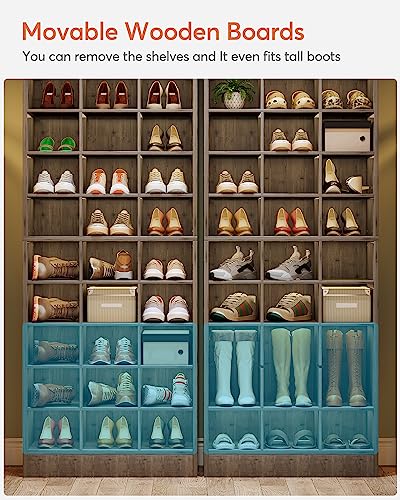 Tribesigns 10-Tier Shoe Storage Cabinet, Gray Wooden Shoe Rack with 30 Cubbies, Freestanding Tall Entryway Shoe Organizer for Closet, Entryway, Living Room - color: Grey