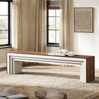 Tribesigns 71" Extra Long Entryway Bench, Modern Farmhouse Shoe Bench Wooden Indoor Seating with Layered Design for Hallway, End of Bed, Living Room, Sofa Back, Dining Room, Rustic Brown & White - color: Rustic Brown & White