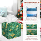 2 Pcs Tissue Box Cover Square,Mermaid Scale Tissue Box Holder Leather Facial Paper Organizer Dispenser for Bathroom Kitchen Bedroom Night Stand Office Desk - color: Mermaid Scale