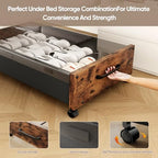 KITHELP Wooden Under Bed Storage with Wheels, 80L Extra-large Rolling Under the Bed Storage Bins 2 Pack with Removable Lid, Upgrade Metal Under Bed Drawers for Clothes Shoes Blankets in Bedroom - color: Walnut Brown 90cm-2 pack