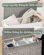 SETVSON Laundry Hamper with Lid Laundry Basket 132 L (35 Gal) Wicker Clothes Hamper, Handwoven Rattan Hamper with Handles and 4 Removable Liner Bags, 6 Mesh Bags for Laundry Bedroom Gray - color: Grey, size: 35.0 Gal
