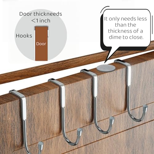 Over Cabinet Door Hook & Wardrobe Door Hook, Stainless Steel Hanging Hooks for Towels, Bags, Clothes – Bathroom Door Hooks for Towels, Kitchen Cabinet Hooks, Wardrobe Hooks, Dorm Room Hangers (2PCS)