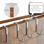 Over Cabinet Door Hook & Wardrobe Door Hook, Stainless Steel Hanging Hooks for Towels, Bags, Clothes – Bathroom Door Hooks for Towels, Kitchen Cabinet Hooks, Wardrobe Hooks, Dorm Room Hangers (2PCS)