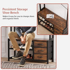 Lulive Hall Tree with Bench and Shoe Storage, 31.5" Coat Rack Freestanding with 2-Tier Storage Shelf, 6-in-1 Entryway Bench Coat Rack with 12 Hooks and 3 Drawers(Rustic Brown) - color: Rustic Brown