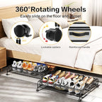 Under Bed Shoe Storage Organizer, 2 Pack Under Bed Storage Containers with Wheels for Under Bed Shoe Organizer Drawer Space Saving for bedroom - size: 2pcs