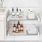 Closet Tension Shelf DIY Divider Metal Expandable Rod Adjustable Closet Shelves Organizer Scalable Layered Separators for Cabinet Storage Locker Clothes (16.5'' Wide,21.6''-35.4'' Long) - size: 21.6''-35.4'' Long