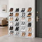 SMILHELTD Vertical Shoe Rack 8 Tiers Narrow Clear Sneaker Storage Holder Luxurious Slim Tall Organizer Space Saving Shelf for Entryway Garage 10.4" W x 64.5" H x 9.8" D (Transparent) - color: Transparent