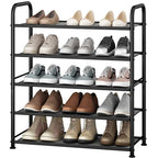 STO STO 5-Tier Shoe Rack with Sturdy Mesh Shelves, Heavy Duty Metal Shoe Organizer for Entryway, Closet, Garage, Front Door, Holds 15 Pairs, Free Standing Shoe Storage Shelf, Adjustable Feet, Black - size: 5-Tier Standard