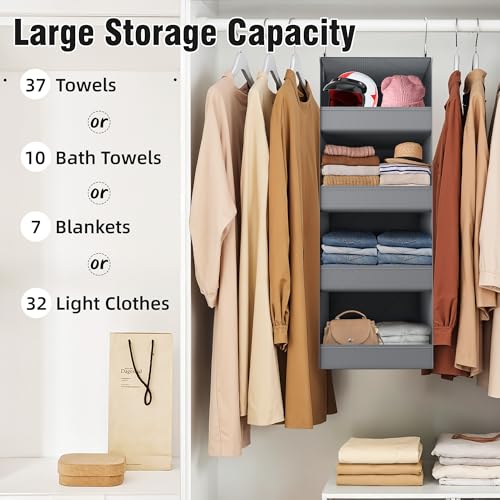 GRANNY SAYS 4-Shelf Hanging Organizer, Closet Hanging Shelves, Closet Hanging Storage Organizers, Organization for Bedroom, Living Room, Baby Nursery, Camper Accessories, Gray, 1-Pack - color: 4-shelf Ash Gray, size: 1-Pack