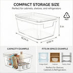 MOONEDGE Small Clear Plastic Storage Bins with Lids and Handles,Stackable Small Item Organizer Containers for Vanity,Craft,Office,Fridge,Kitchen,Pantry,Bathroom,Closet – 2 Pack (10×6×5 in) - size: 2 Pack