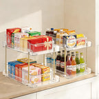 LAREKUN4pack 2-Tier Organizer & Storage Unit Stackable Bathroom Cabinet Organizer Pull-Out Kitchen Pantry Organizer & Storage System Suitable for Countertops, Pantries, Kitchens, Bathrooms - style: 4pack