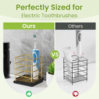 Toothbrush Holders for Bathrooms, Stainless Steel Toothbrush Holder Kids Electric 3 Slots Tooth Brushing Holder Stand and Toothpaste Holder for Bathroom Accessories Organizer with Tray, Gold - size: Gold
