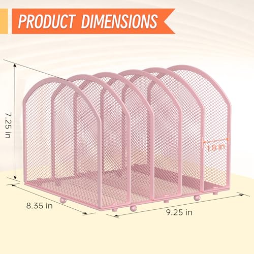 MINDEPOT Desk File Organizer 5 Sections Desktop Organizer File Sorter Office Organization File Folder Holder for Office School & Classroom (Pink, 5 Section - 1Pack) - color: Pink, size: 5 Section - 1Pack