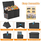 Large Toy Box Chest, Collapsible Sturdy Toy Storage Organizer Boxes Bins Baskets Dinosaur Kids Toy Chest Bin with Lids for Boys Girls Living Room Playroom Bedroom Nursery 25"x14"x16" Black - color: Black－2