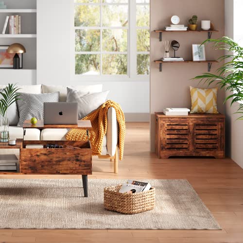 DINZI LVJ Long Wall Shelves, Set of 4, 31.5Inch Wall Mounted Shelves, Extra Large Wall Storage Ledges with Sturdy Metal Brackets for Living Room, Bathroom, Bedroom, Kitchen, Rustic Brown - color: Rustic Brown, size: 31.5 Inch (4 Pack)