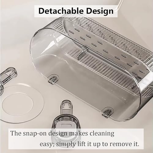 No-Drill Wall Mount Storage Box with Strong Suction Cups, Large Capacity Transparent Bathroom Organizer for Sink & Shower, Heavy Duty Holder for Cosmetics & Toiletries