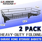 ULIBERMAGNET Large Folding Garage Shelf,Heavy Duty Wire Basket Storage Shelving,400LB Wall Mounted Storage DIY Folding Utility Racks for Garage, Office, Basement, Closet, Kitchen, Laundry - style: 400LB Folding Storage Baskets