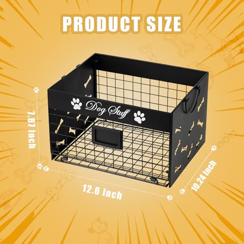 Bfttlity Dog Toy Bin - Metal Dog Toy Basket Box with Handles and Label Position Design Perfect for Pet Toys, Blankets, Clothes and Food (Not Included Label) - color: Small Black