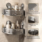 VOLPONE Corner Shower Caddy Suction Cup Shower Shelf Corner No Drilling Bathroom Shower Organizer Storage Rack Adhesive Without Towel Bar (2Pack, Gray) - style: Without Towel Bar Suction Cup Triangle 2 Tier Gray