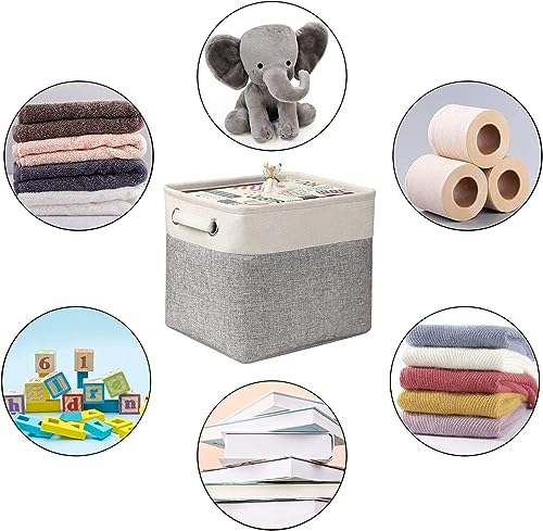 Kntiwiwo Foldable Storage Bin Collapsible Basket 12" x 10" x 9.5" Cube Storage Organizer Bins with Dual Carry Handles for Home Closet Shelves Drawers Organizer, Set of 3, Grey - color: Grey, size: 12" x 10" x 9.5"