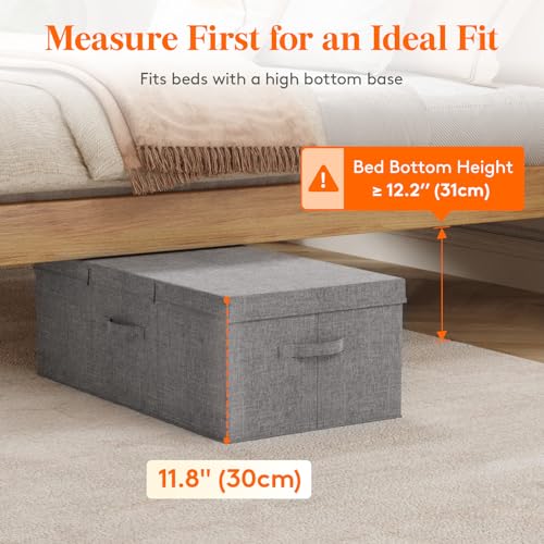 Lifewit 100L Under Bed Storage Containers, 11.8 Inch Tall Underbed Clothes Storage Organizer Bin with Sturdy Sidewalls, Bottom, 3 Lids, Deep Storage Drawer for Clothes, Shoes, Blankets, Pillows 2 Pack - size: 100L
