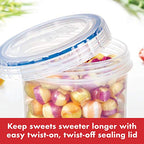 LocknLock Easy Essentials Twist Food Storage lids/Airtight containers, BPA Free, Short - 5 oz - for Candies, Clear - size: 5 Ounce