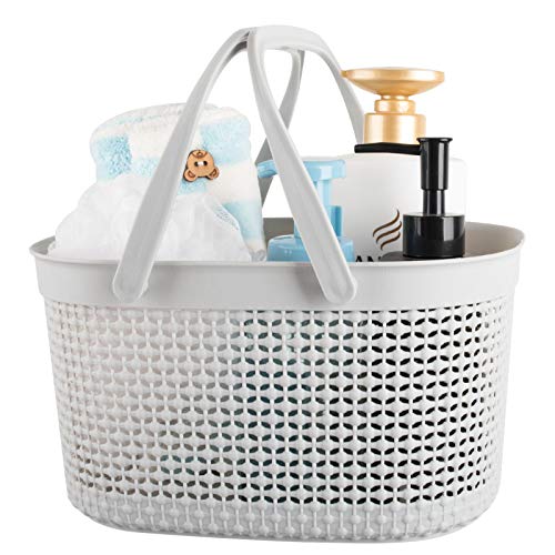 rejomiik Portable Shower Caddy Basket, Plastic Organizer Storage Tote with Handles for Bathroom, College Dorm, Kitchen, Grey - color: Grey, size: 1 pack