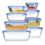 Vtopmart 8 Pack Glass Food Storage Containers with Airtight Lids, Glass Meal Prep Containers, Lunch Office Meal for Microwave, Oven, Freezer and Dishwasher, BPA Free - color: Blue