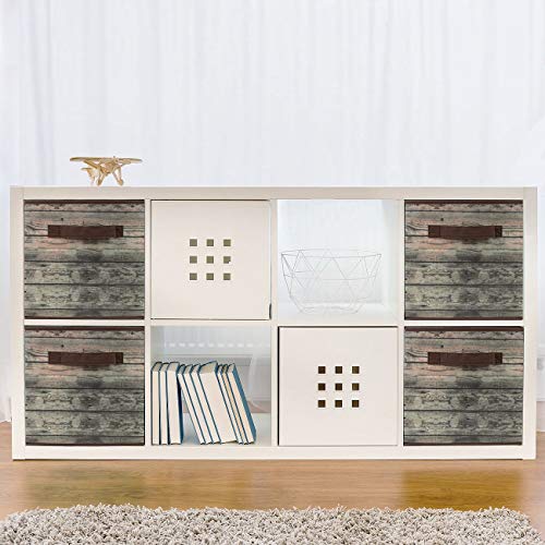 Sorbus Foldable Storage Cube Basket Bin, Rustic Wood Grain Print, 4-Pack (Rustic Bin - Brown) - color: Rustic Brown