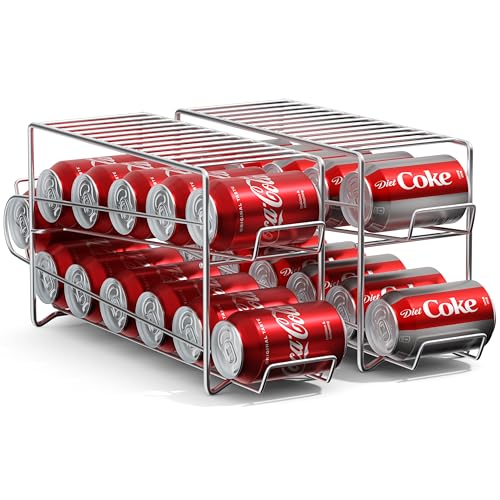 Sorbus Soda Can Rack Beverage Dispenser 12 Can Dispenser Organizer for Refrigerator (2 Pack, Silver) - color: Silver, size: 2 Pack