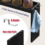 IIIOIIIA Bamboo Over the Stove Spice Shelf for Kitchen, 31.5" Spice Rack Organizer Shelf with 6 hooks, 11.4" Height Extra Storage Countertop, Easy to Assemble, Black - color: Bamboo Black