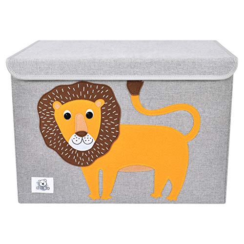 CLCROBD Foldable Large Kids Toy Chest with Flip-Top Lid, Collapsible Fabric Animal Toy Storage Organizer/Bin/Box/Basket/Trunk for Toddler, Children and Baby Nursery (Lion) - color: Lion