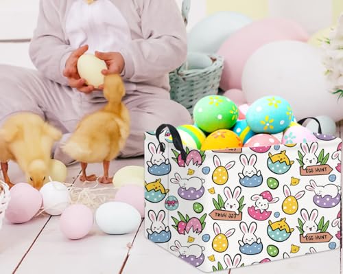HIYAGON Rectangular Easter Gift Basket Kids Storage Organizer Bins Bedroom(Cartoon Easter Bunny) - color: Cartoon Easter Bunny