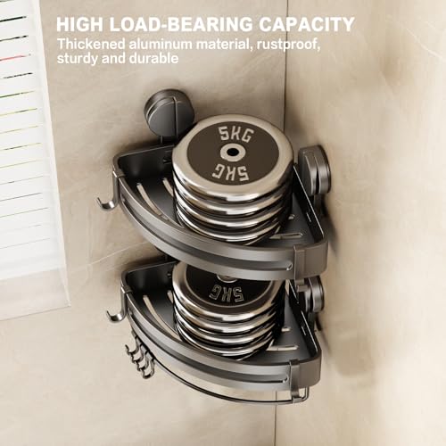 VOLPONE Shower Caddy Suction Cup, Corner Shower Shelves No Drilling, Showers Organizer Storage with Towel Bar & Removable Hooks, Bathroom Shower Shelf Rack for Inside Showers, Triangle - style: Triangle 1 Tier